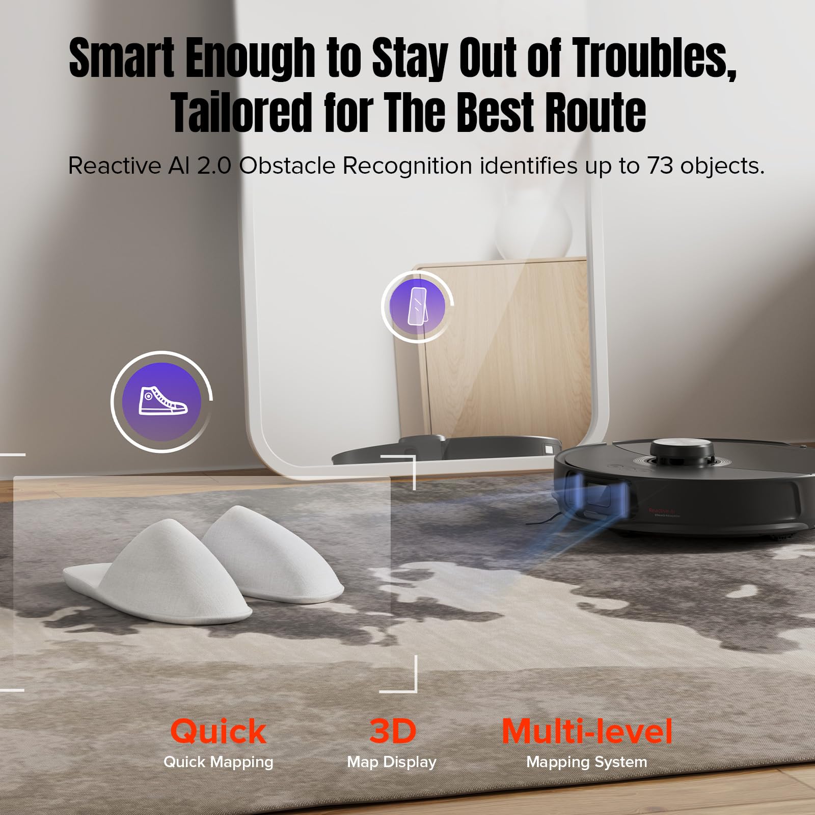 roborock S8 MaxV Ultra Robot Vacuum & Sonic Mop, 10000 Pa Suction, Corner to Edge Deep Cleaning, Hot Air Self-Drying, Auto Empty & Refill, Detergent Dispenser, Obstacle Avoidance, Black